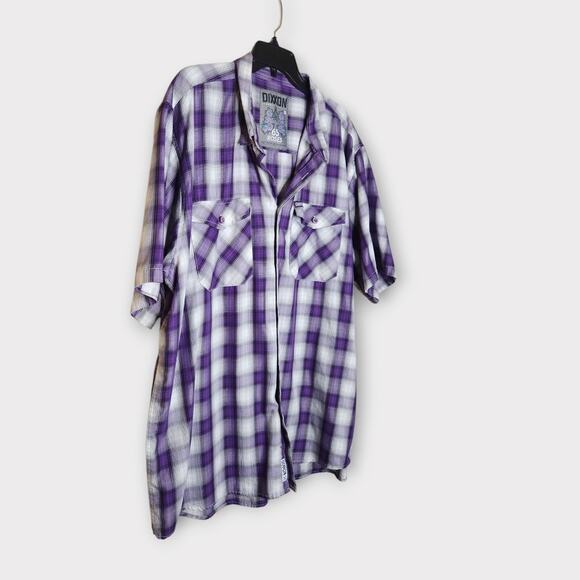 Dixxon 65 Roses Purple Plaid Short Sleeve Button Down Shirt Men's 3X - Picture 3 of 9
